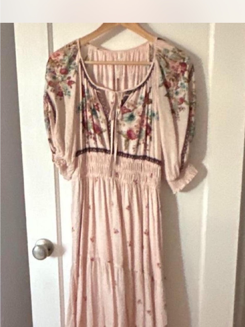 Anthropologie Blush Pink Floral Maxi Dress - Picture 8 of 8